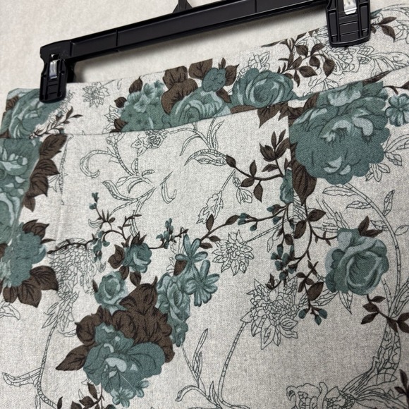 Anthropologie Tabitha Womens Medium Teal Floral Gray Wool Blend Mini Skirt - Picture 6 of 15